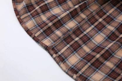 Spring Autumn Vintage Plaid Checkered Shirt Women's Long Sleeve Blouse Loose Single Breasted Casual Shirt - Smarsty