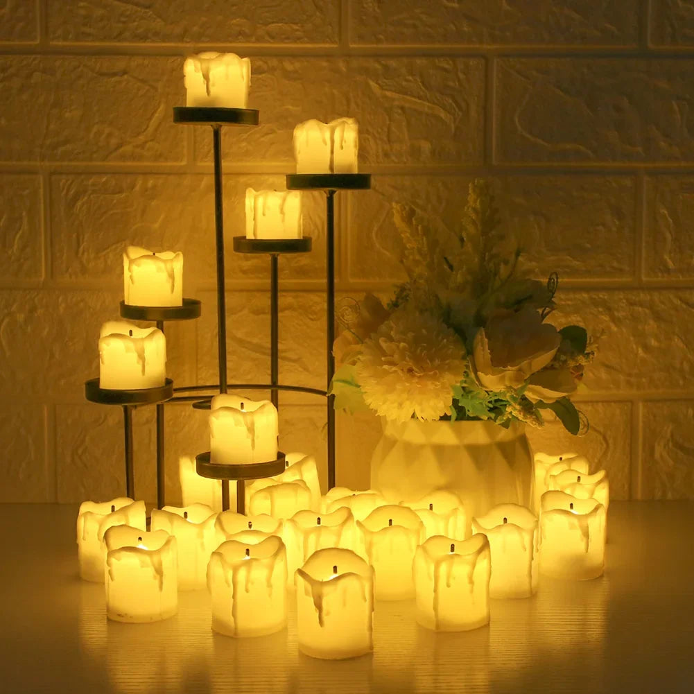 Flameless LED Votive Candles Set 100+Hour Lasting Electric Candles Battery Operated Tealight for Wedding Proposal Romantic Decor