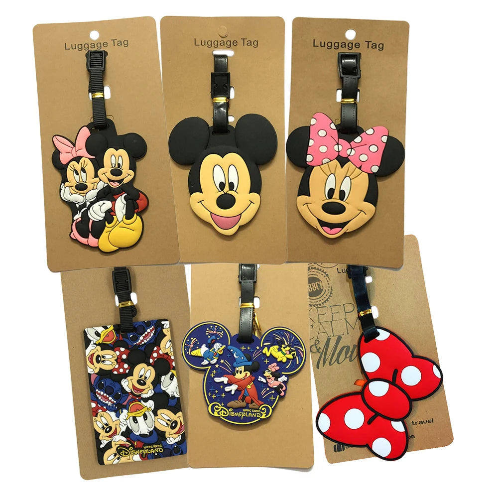 Cute Mickey and Minne Luggage Travel Accessories Tag Silica Gel Suitcase ID Addres Holder Baggage Boarding Tag Portable Label - Smarsty