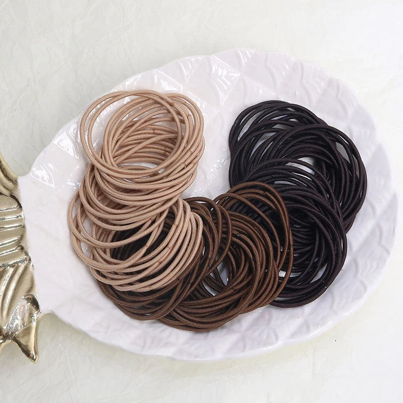 100Pcs Thin Hair Ties Elastic Bands No Crease Holds - Smarsty