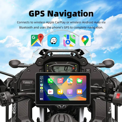 7 Inch Motorcycle GPS Navigation With Wireless CarPlay IP67 - Smarsty