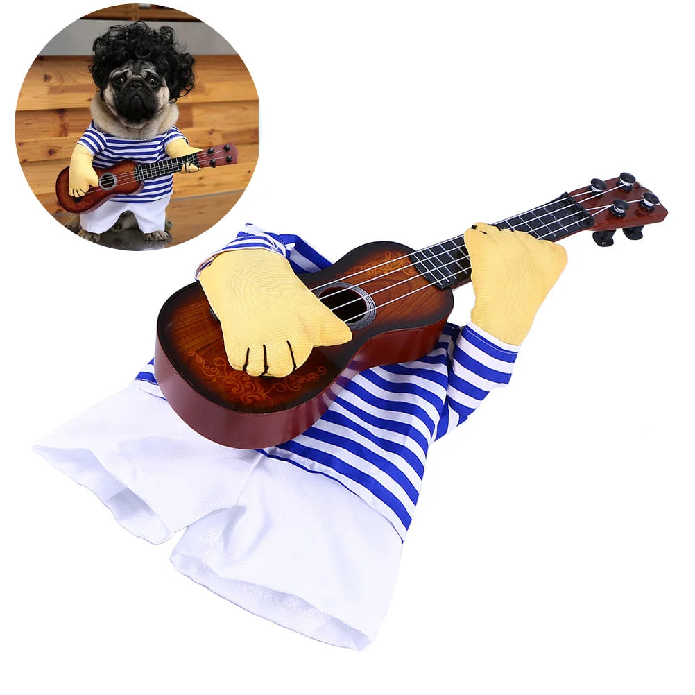 Guitar Playing Dog Costume for Christmas Celebration - Smarsty