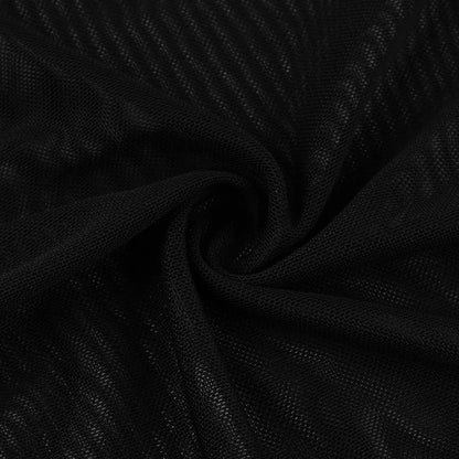 Y2k Summer New Solid Color Long Sleeve Off Shoulder Dresses Sexy Wrap Hip Mesh See Through Ruched Patchwork Long Dress 2024 New - Smarsty