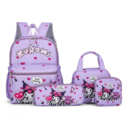 Cute Cartoon Kids Backpack Set With Pencil Case And Wallet - Smarsty