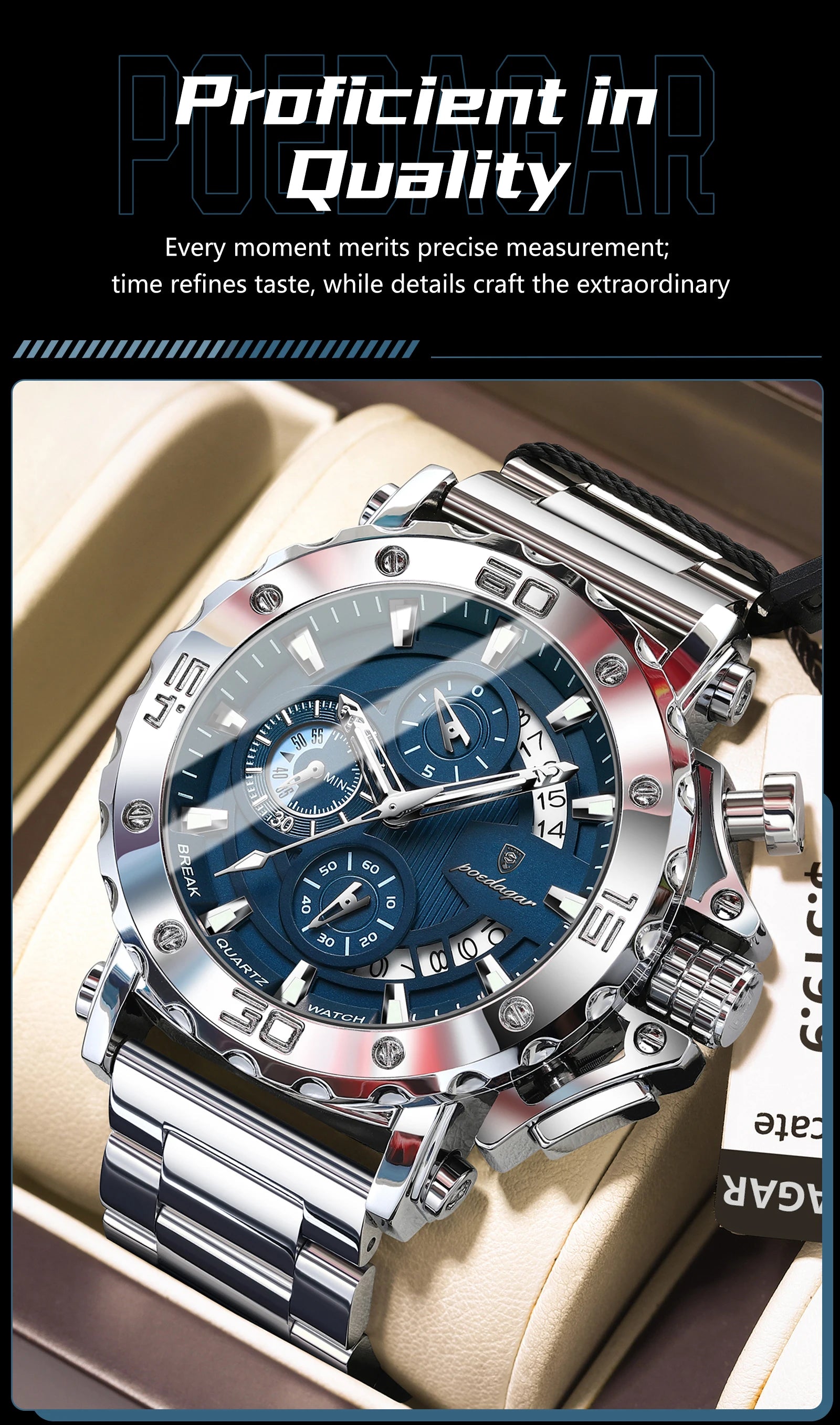 Luxury Waterproof Men's Chronograph Watch with Calendar - Smarsty
