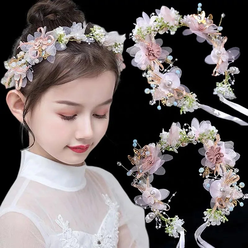 Girls Flower Ribbon Headband For Party Lightweight Soft - Smarsty