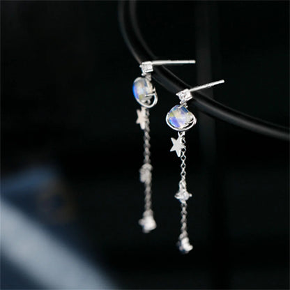 Korean Moon Butterfly Crystal Drop Earrings for Party Women - Smarsty