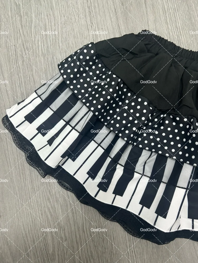 Spring Black White Spliced Women Short Skirt 2025 Y2k Slim Design Harajuku Mini Skirt Female Empire Korea Style Chic Piano Skirt - Smarsty