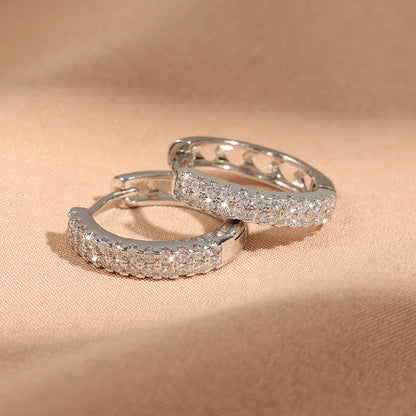 Shiny Zircon Huggie Earrings Tiny Cartilage Hoops Gift - Smarsty