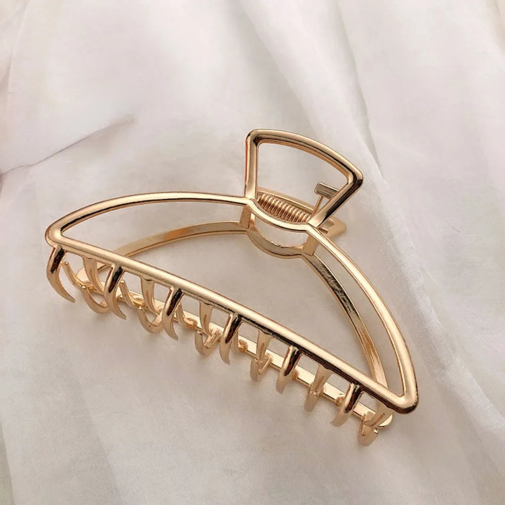 Gold Hollow Geometric Hair Clips for Stylish Women - Smarsty