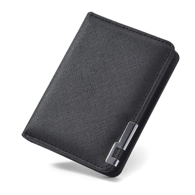 Black Faux Leather Small Slim Business-Style Wallet - Multiple Card Slots, Credit Card and Driver's License Holder, Geometric In - Smarsty