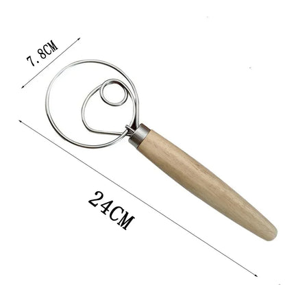 Danish Dough Whisk with Wooden Handle for Easy Mixing - Smarsty