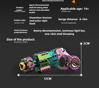 Shell-Ejecting Alloy Toy Pistol Set Stress Relief Fidget Sensory Toy Mini Finger Spinning Top EDC Desk Gadget Gift for Teen Boys - Smarsty