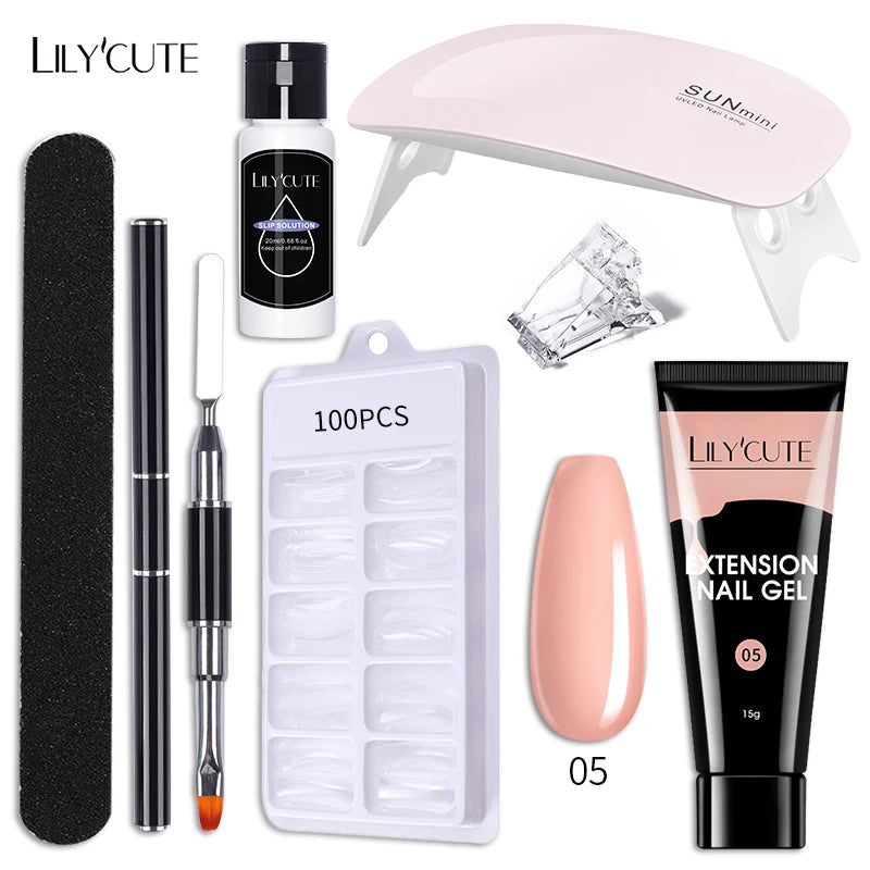 LILYCUTE Nail Gel Set with 6W LED Lamp for Quick Manicure - Smarsty