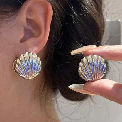 Vintage Metal Stud Earrings Punk Silver Geometric Irregular - Smarsty