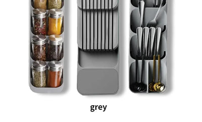 Kitchen Drawer Cutlery Storage Tray Knife Holder Spoon Forks Tableware Organizer Container For Spice Bottles Knives Block Rack by Smarsty