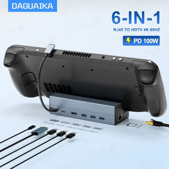 Steam Deck Dock 6 In 1 PremiumAllInOne UltraHD4K HDMI