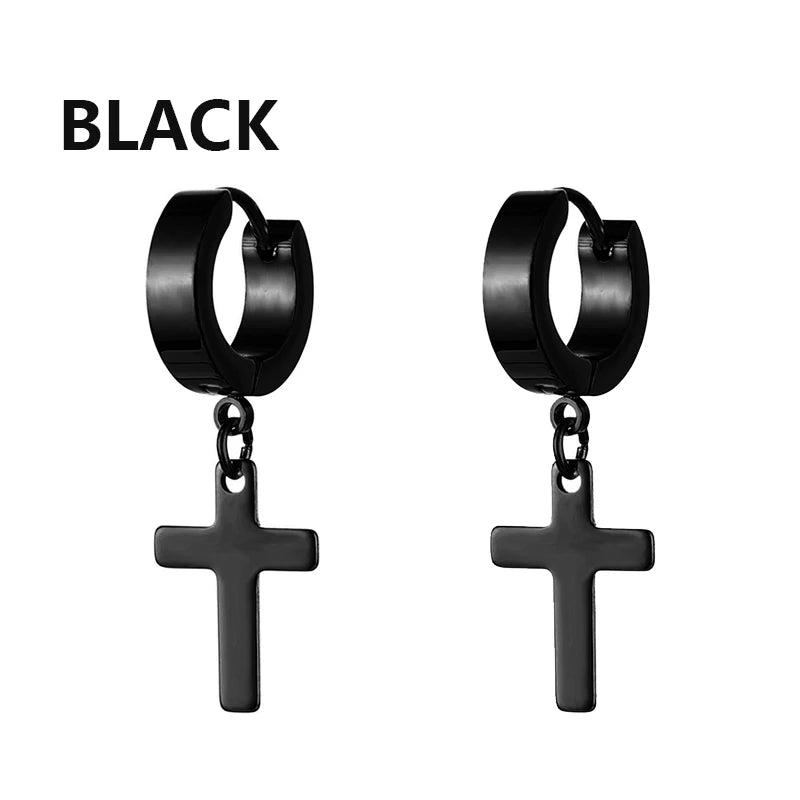 Stainless Steel Cross Dangle Earrings for Men and Women - Smarsty