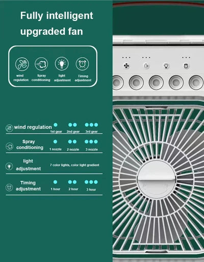 New 3 In 1 Fan AIr Conditioner Household Mini Air Cooler LED Night Light Portable Humidifier Air Adjustment Fan Office Home Fan - Smarsty