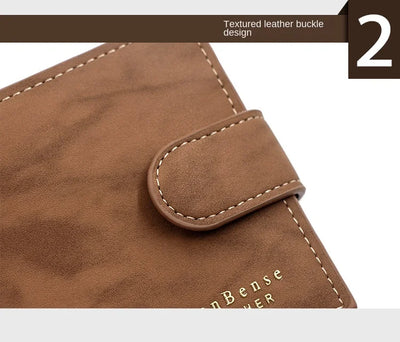 Men's Wallet with Hasp Business Card Holder Case Male Short Purse PU Leather Money Bag for Men Credit Card Wallets - Smarsty