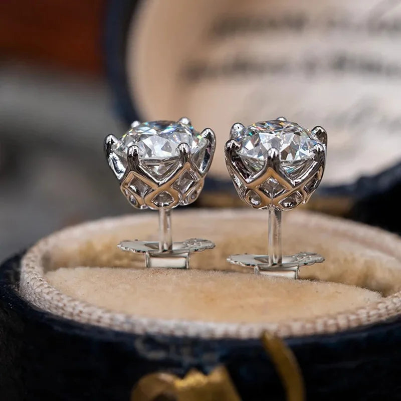 Moissanite Studs 0.5 To 2Ct Sterling Silver Screw Back - Smarsty