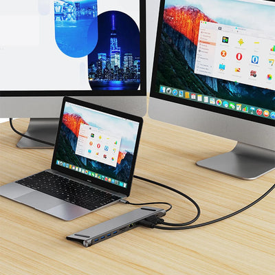 11 in 1 USB C Docking Station with 4K HDMI-Compatible VGA Ethernet USB C Dock 100W PD SD/TF Audio Type C Hub 1* USB 3.0 3*USB2.0 - Smarsty