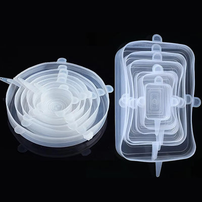 6 Pcs Silicone Cover Stretch Lids for Kitchen Microwave Food Covers Bowl Caps Elastic Silicone Lid Cap Universal Adaptable Lids by Smarsty