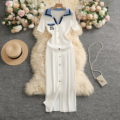 YuooMuoo Chic Fashion Sexy Wrap Hips Knitted Maxi Dress Women Brand Fashion Embroidery Sweater Dress Elegant Office Lady Vest - Smarsty