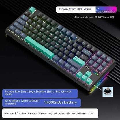 Mechanical Keyboard Tri Mode Wireless 87 Keys Silent Gaming
