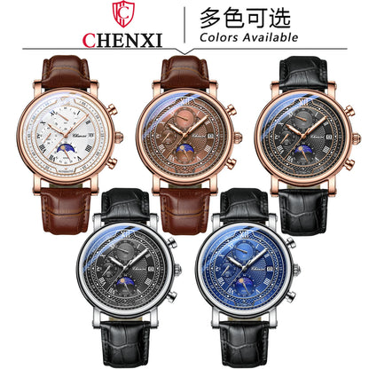 Chenxi Leather Chronograph Quartz Watch for Men - Smarsty