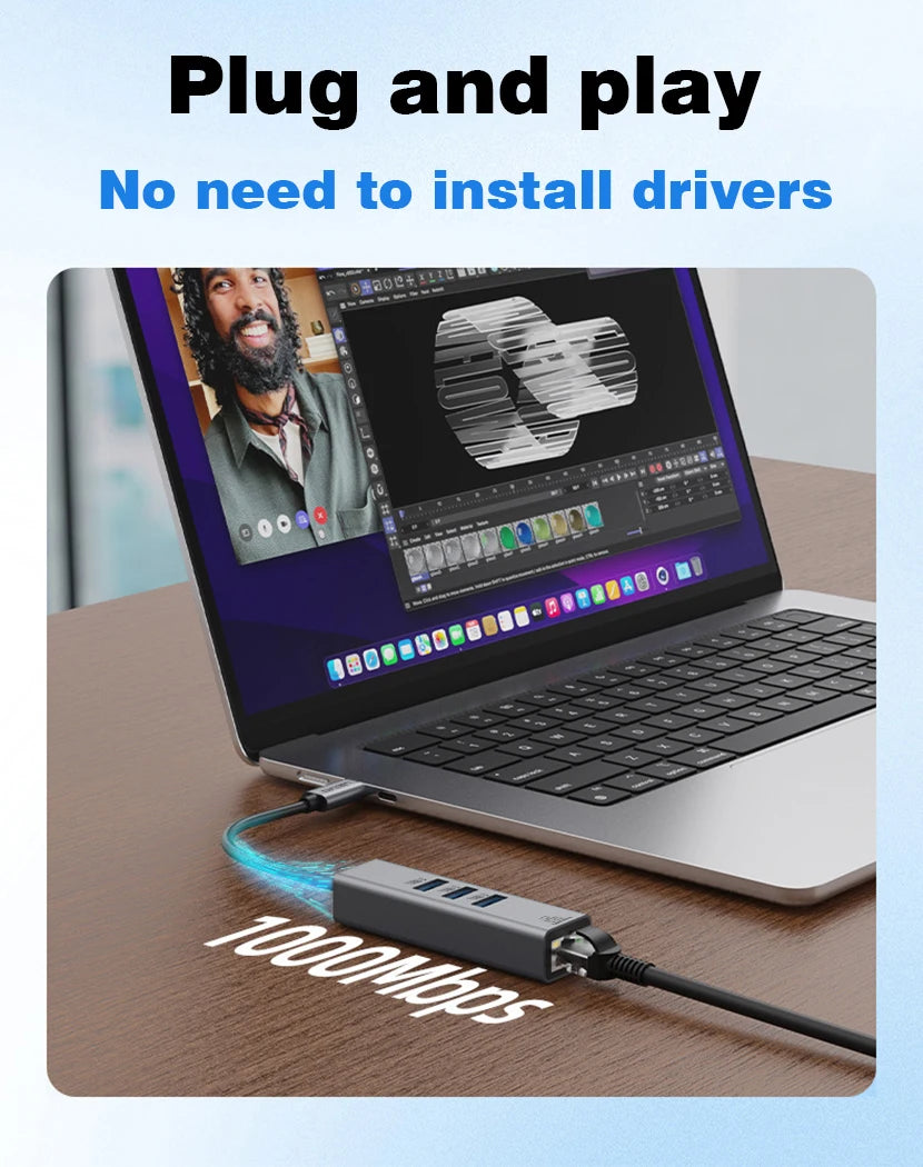 USB C Hub Docking Station With Gigabit Ethernet 100W Charge