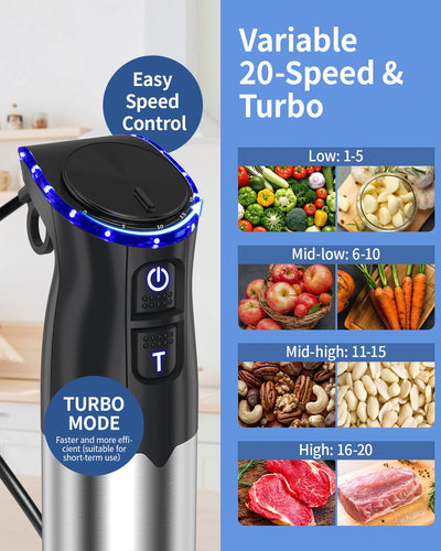 1000W Electric Immersion Handheld Blender, 5 in 1 Kitchen Hand Blender for soups, smoothies, purees and baby food. - Smarsty