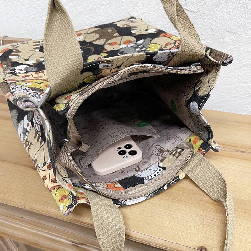 Chic Cat Pattern Top Handle Bag For Women Everyday Use - Smarsty