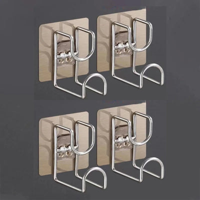 1/2/4/6Pcs Stainless Steel Washbasin Hook Multifunction Punch-free Kitchen Bathroom Rack Basin Storage Rack Towel Hanging Holder - Smarsty