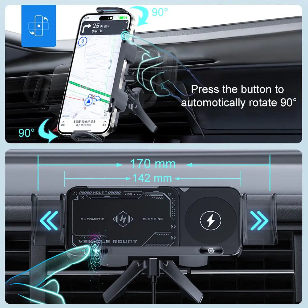 Car Wireless Charger Dual Coil Fold Screen Fast Charge - Smarsty