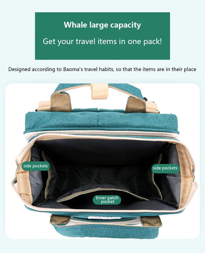 Folding Mommy Bag Lightweight Portable Folding Crib Bed Large-capacity Baby Backpack Female Mommy Outting Bag Mummy Bag by Smarsty
