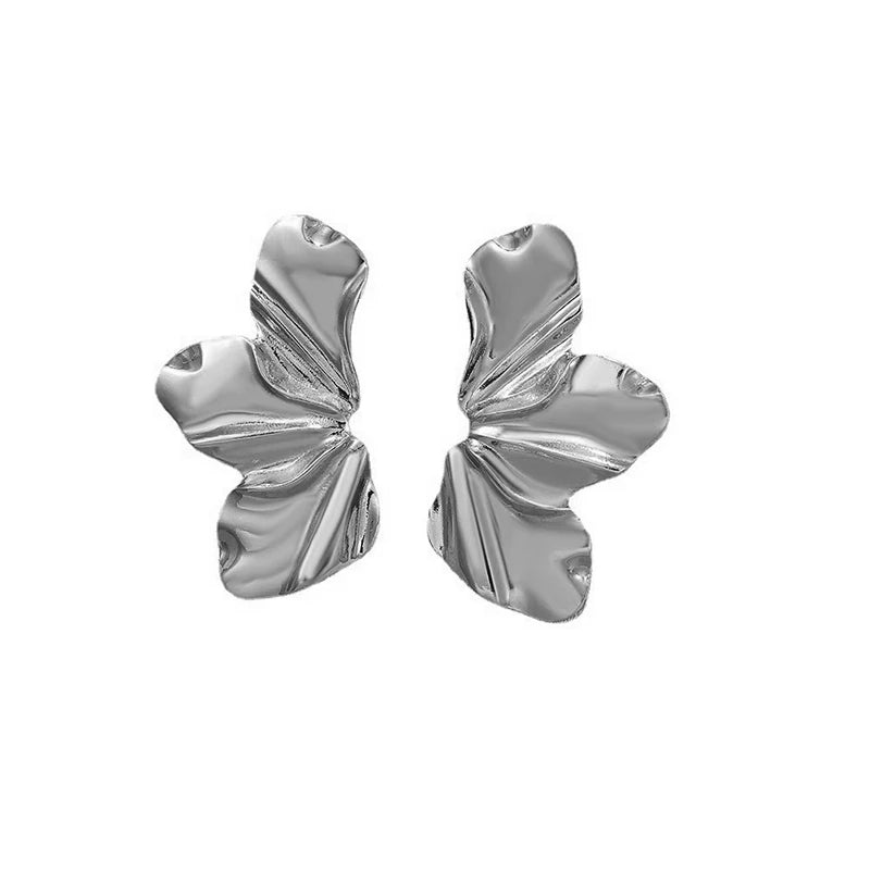 Minimalist Half Flower Gold Stud Earrings For Women - Smarsty