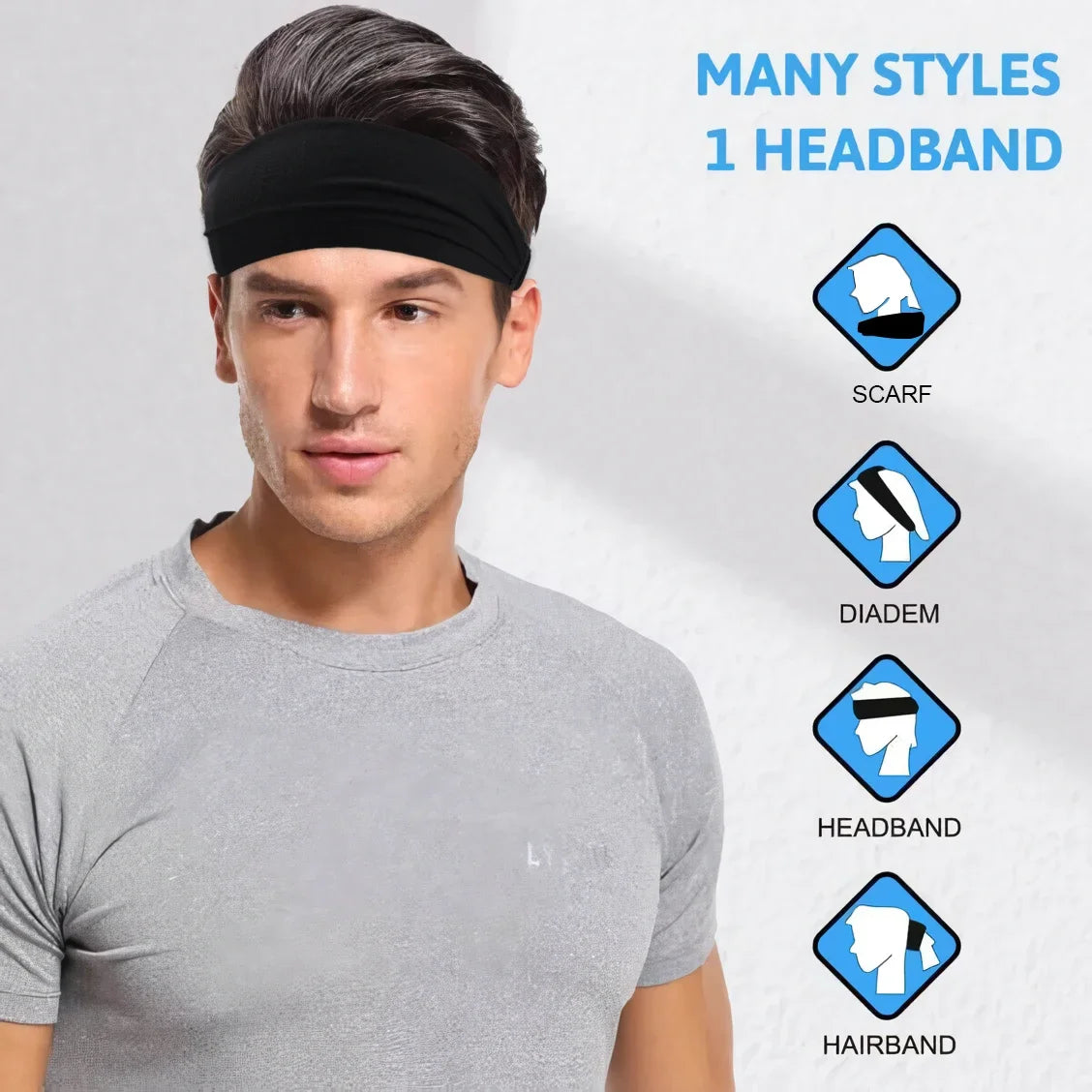 Sports Headbands Soft Elastic Sweatbands Moisture Wicking - Smarsty