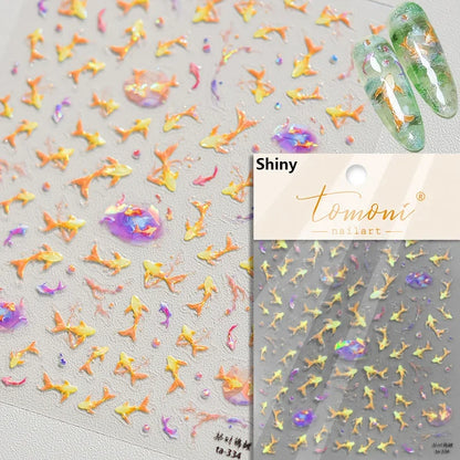 5D Summer Beach Nail Stickers with Shiny Sea Designs - Smarsty