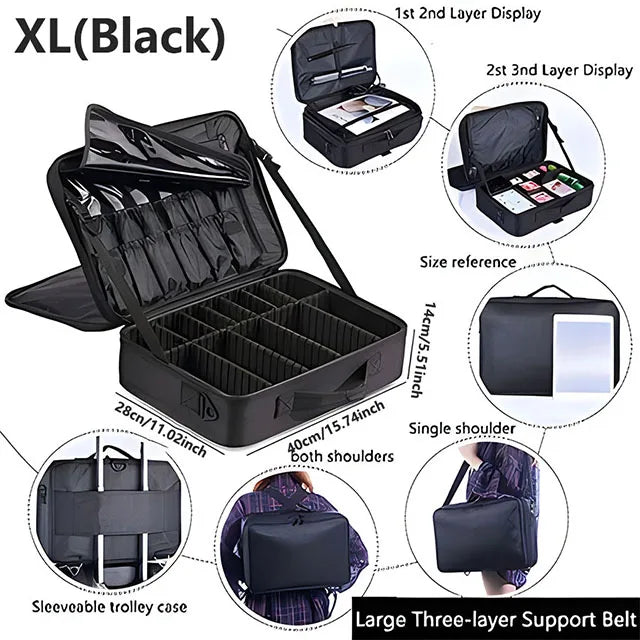 Travel Makeup Case With Large Capacity Cosmetic Organizer - Smarsty