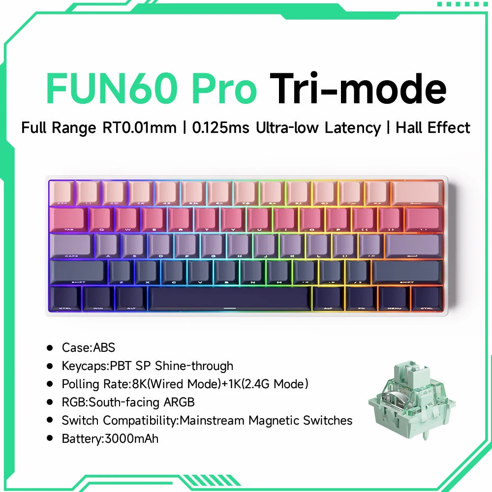 60 Percent Wireless Mechanical Keyboard With ARGB Lighting