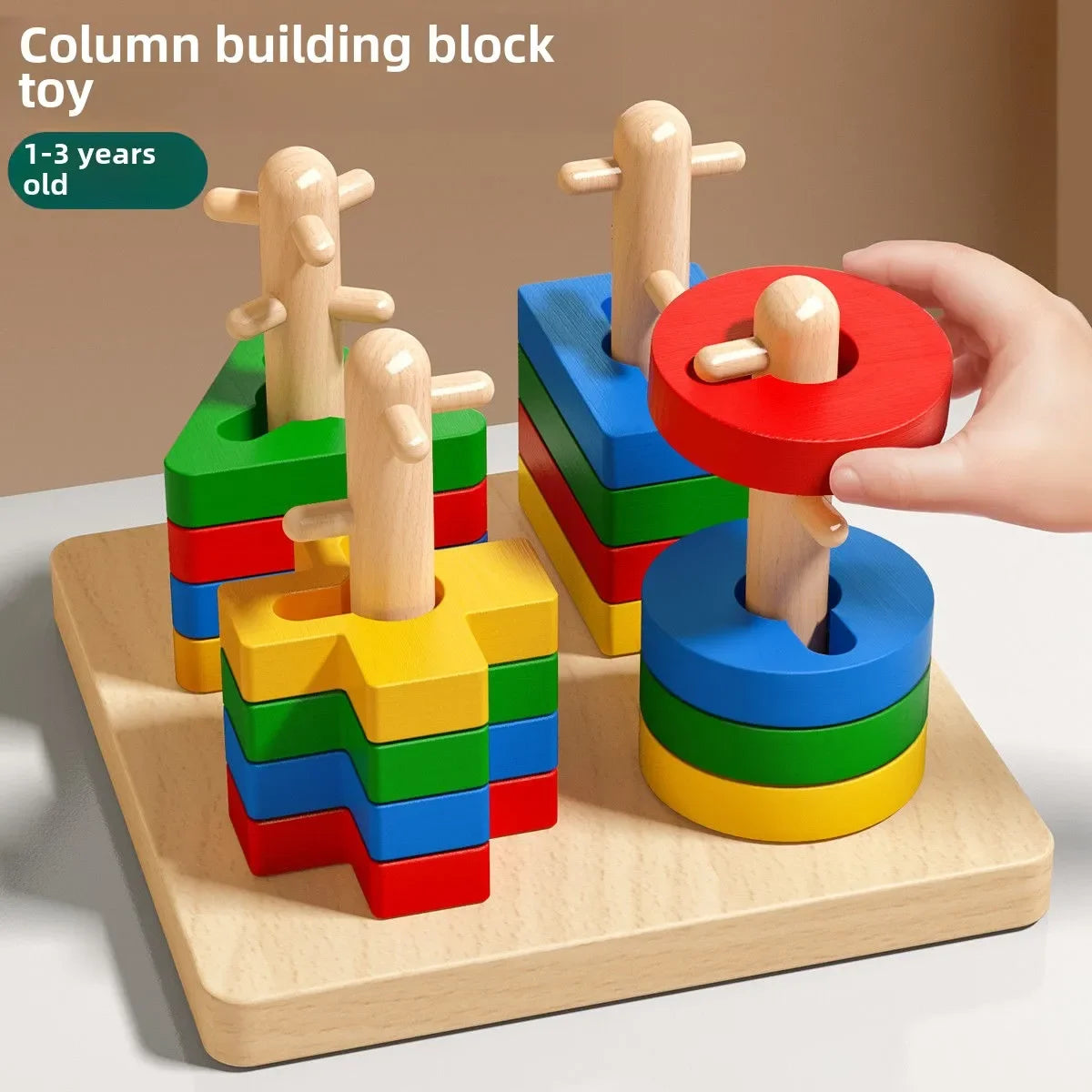 Montessori Wooden Sorting Stacking Toys Puzzle for Toddlers and Kids Preschool Fine Motor Skill Toy for 1 Years