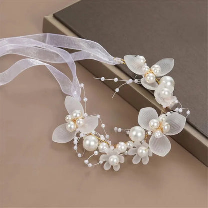 Bohemian Pearl Flower Headband For Girls Wedding Bridal - Smarsty