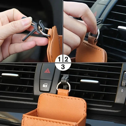 Vent Mount Car Phone Holder With PU Leather Storage Box - Smarsty