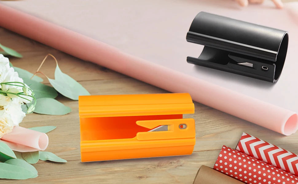 HORN Sliding Wrapping Paper Cutter - Easy-Glide Gift Wrap Trimmer for Christmas & Birthdays, Durable ABS，, Orange/Black - Smarsty