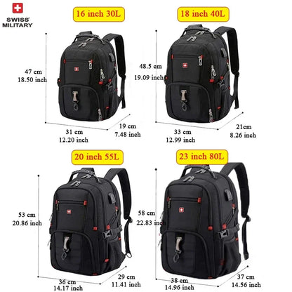 SWISS MILITARY Fashion Travel Multifunction Large Capacity Male Bag Usb Charging Waterproof 23 inch Laptop Backpack Men Mochila - Smarsty