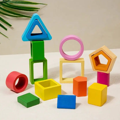 Geometric Shape Sorting Stacking Toys Columns Colorful Matching Puzzles Building Blocks Early Learning Color & Shape Recognition by Smarsty