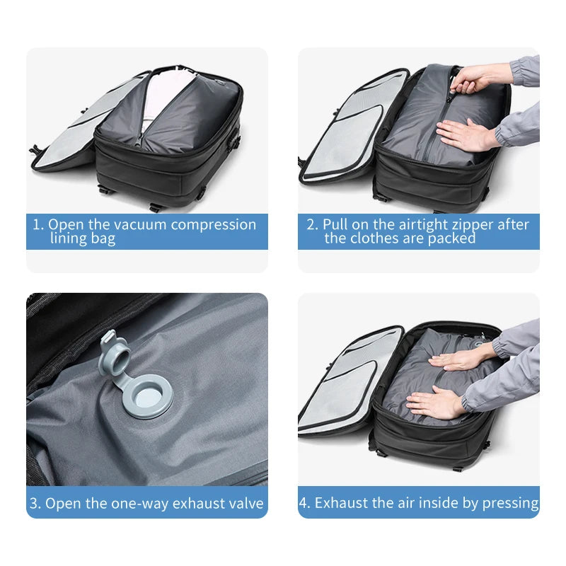Men Travel Backpack vacuum compression 17 inch Laptop Backpack Business Large Capacity school Backpack Expanded Hiking backpack - Smarsty