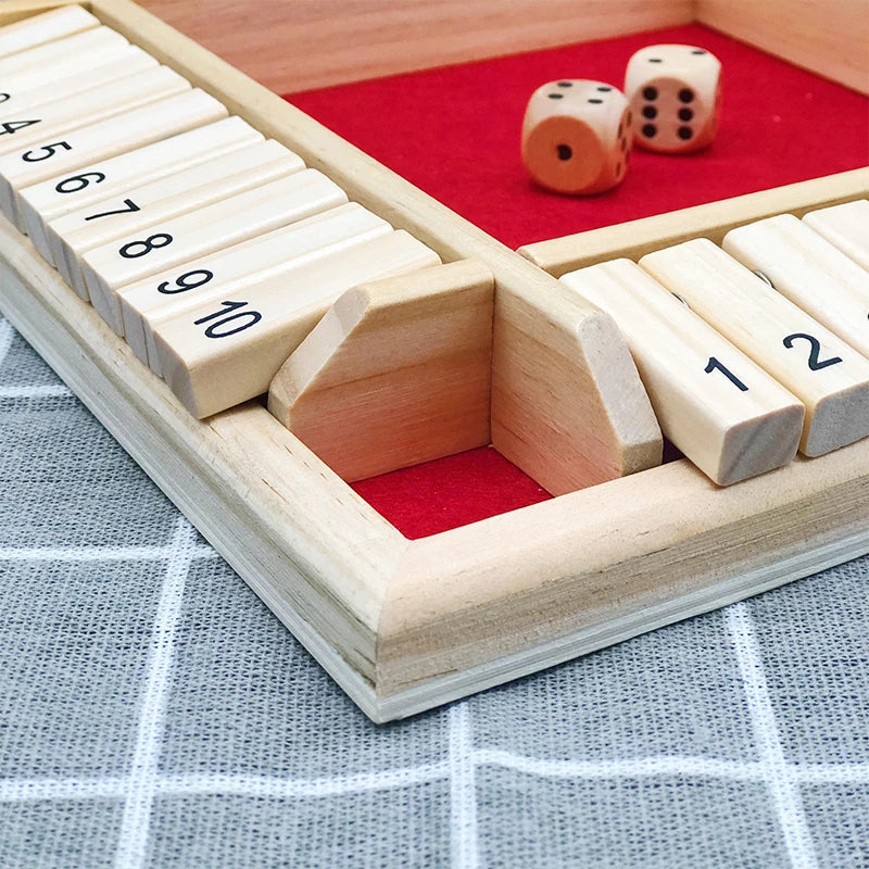 Arithmetic Dice Board Game Four-Sided Flip Card Games Box Dice Toys Wooden Flaps Dices 4 Players Party Number Game Board Games - Smarsty