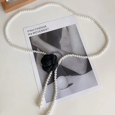 Pearl Waist Belt for Women Elegant Camellia Design - Smarsty